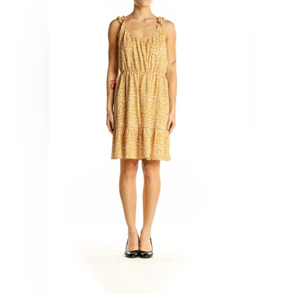 Banana Republic Yellow Patterned Sleeveless Summer Dress - Size XS - Picture 2 of 8